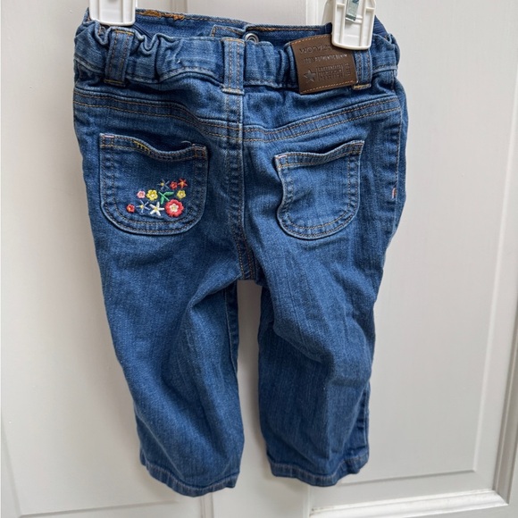 Wonderkids 3T Girls Blue Denim Jeans Floral Embroidered Capri Pants - Picture 5 of 7